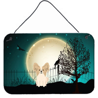 "Caroline's Treasures Halloween Scary Papillon Sable White Wall or Door Hanging Prints BB2267DS812, 8"" x 12"", Multicolor"
