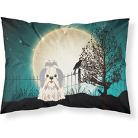 "Caroline's Treasures Halloween Scary Shih Tzu Silver White Fabric Standard Pillowcase BB2275PILLOWCASE, Multicolor"