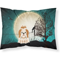 "Caroline's Treasures Halloween Scary Shih Tzu Red White Fabric Standard Pillowcase BB2277PILLOWCASE, Multicolor"