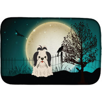 "Caroline's Treasures Halloween Scary Shih Tzu Black White Dish Drying Mat, 14 X 21"