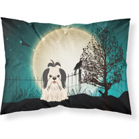 Caroline's Treasures Halloween Scary Shih Tzu Black White Fabric Standard Pillowcase BB2278PILLOWCASE
