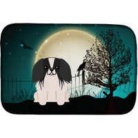 "Caroline's Treasures Halloween Scary Pekingese Black White Dish Drying Mat, 14 X 21"