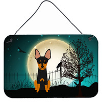 "Caroline's Treasures Halloween Scary English Toy Terrier Wall or Door Hanging Prints BB2299DS812, 8"" x 12"", Multicolor"