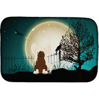 "Caroline's Treasures Halloween Scary Chinese Crested Cream Dish Drying Mat, 14"" x 21"""