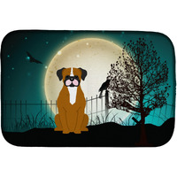 "Caroline's Treasures Halloween Scary Flashy Fawn Boxer Dish Drying Mat, 14"" x 21"""