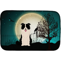 "Caroline's Treasures Halloween Scary Border Collie Dish Drying Mat, 14"" x 21"""