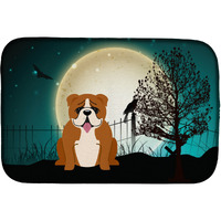 "Caroline's Treasures Halloween Scary English Bulldog Red White Dish Drying Mat, 14 x 21"