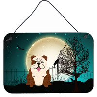 "Caroline's Treasures Halloween Scary English Bulldog Brindle White Wall or Door Hanging Prints BB2311DS812, 8"" x 12"""