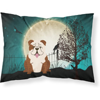 "Caroline's Treasures Halloween Scary English Bulldog Brindle White Fabric Standard Pillowcase BB2311PILLOWCASE, Multicolor"