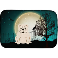 "Caroline's Treasures Halloween Scary English Bulldog White Dish Drying Mat, 14"" x 21"""