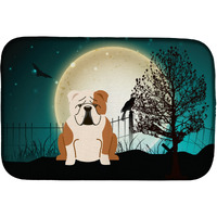 "Caroline's Treasures Halloween Scary English Bulldog Fawn White Dish Drying Mat, 14"" x 21"""