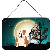 "Caroline's Treasures Halloween Scary English Bulldog Fawn White Wall or Door Hanging Prints BB2315DS812, 8"" x 12"""