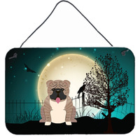 "Caroline's Treasures Halloween Scary English Bulldog Grey Brindle Wall or Door Hanging Prints BB2316DS812, 8"" x 12"", Multicolor"
