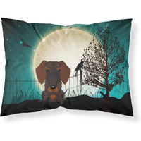 "Caroline's Treasures Halloween Scary Wire Haired Dachshund Chocolate Fabric Standard Pillowcase BB2319PILLOWCASE, Multicolor"