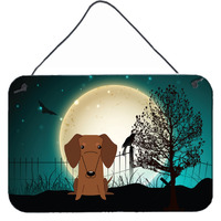 "Caroline's Treasures Halloween Scary Dachshund Red Brown Wall or Door Hanging Prints BB2320DS812, 8"" x 12"""