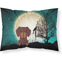 "Caroline's Treasures Halloween Scary Dachshund Chocolate Fabric Standard Pillowcase BB2321PILLOWCASE, Multicolor"