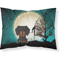 "Caroline's Treasures Halloween Scary Dachshund Black Tan Fabric Standard Pillowcase BB2322PILLOWCASE, Multicolor"