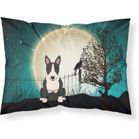 Caroline's Treasures Halloween Scary Bull Terrier Black White Fabric Standard Pillowcase BB2323PILLOWCASE