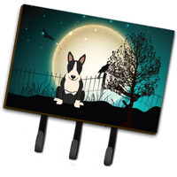 "Caroline's Treasures Halloween Scary Bull Terrier Black White Leash or Key Holder BB2323TH68, Triple, Multicolor"