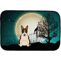 "Caroline's Treasures Halloween Scary Bull Terrier Dark Brindle Dish Drying Mat, 14 x 21"