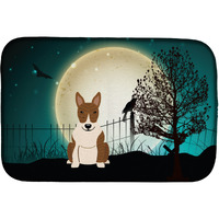 "Caroline's Treasures Halloween Scary Bull Terrier Brindle Dish Drying Mat, 14"" x 21"""