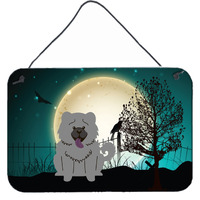 "Caroline's Treasures Halloween Scary Chow Blue Wall or Door Hanging Prints BB2329DS812, 8"" x 12"""