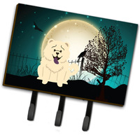 "Caroline's Treasures Halloween Scary Chow White Leash or Key Holder BB2330TH68, Triple, Multicolor"