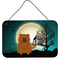 "Caroline's Treasures Halloween Scary Chow Red Wall or Door Hanging Prints BB2332DS812, 8"" x 12"", Multicolor"