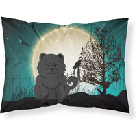 "Caroline's Treasures Halloween Scary Chow Black Fabric Standard Pillowcase BB2333PILLOWCASE, Multicolor"