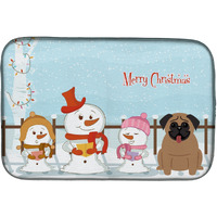 "Caroline's Treasures Merry Christmas Carolers Pug Brown Dish Drying Mat, 14"" x 21"""