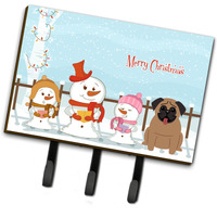 "Caroline's Treasures Merry Christmas Carolers Pug Brown Leash or Key Holder BB2336TH68, Triple, Multicolor"