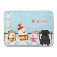 "Caroline's Treasures Merry Christmas Carolers Pug Black Floor Mat, 19"" x 27"", Multicolor"