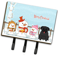 "Caroline's Treasures Christmas Carolers Merry Pug Black Leash or Key Holder BB2337TH68, Triple"