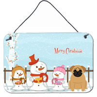 "Caroline's Treasures Merry Christmas Carolers Pug Brown Wall or Door Hanging Prints BB2338DS812, 8"" x 12"", Multicolor"