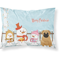 "Caroline's Treasures Merry Christmas Carolers Pug Brown Fabric Standard Pillowcase BB2338PILLOWCASE, Multicolor"