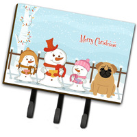 "Caroline's Treasures Merry Christmas Carolers Pug Brown Leash or Key Holder BB2338TH68, Triple, Multicolor"