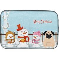 "Caroline's Treasures Merry Christmas Carolers Pug Fawn Dish Drying Mat, 14"" x 21"""