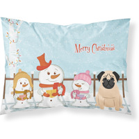 "Caroline's Treasures Merry Christmas Carolers Pug Fawn Fabric Standard Pillowcase BB2339PILLOWCASE, Multicolor"