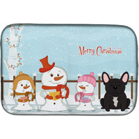 "Caroline's Treasures Merry Christmas Carolers French Bulldog Brindle Dish Drying Mat, 14"" x 21"""