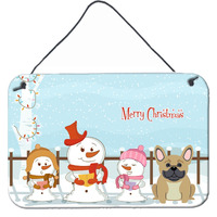 "Caroline's Treasures Merry Christmas Carolers French Bulldog Cream Wall or Door Hanging Prints BB2341DS812, 8"" x 12"", Multicolor"