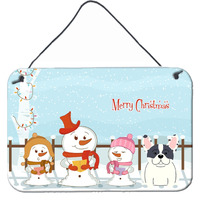 "Caroline's Treasures Christmas Carolers Merry French Bulldog Piebald Wall or Door Hanging Prints BB2342DS812, 8"" x 12"""