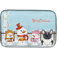 "Caroline's Treasures French Bulldog Dish Drying Mat, 14"" x 21"", Christmas Carolers"