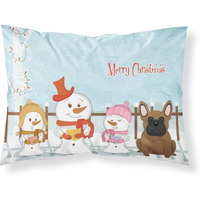 Caroline's Treasures Christmas Carolers Merry French Bulldog Brown Fabric Standard Pillowcase BB2344PILLOWCASE