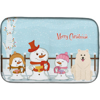 "Caroline's Treasures Merry Christmas Carolers Samoyed Dish Drying Mat, 14"" x 21"""