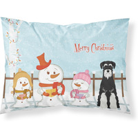 "Caroline's Treasures Merry Christmas Carolers Schnauzer Salt and Pepper Fabric Standard Pillowcase BB2364PILLOWCASE, Multicolor"