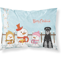 "Caroline's Treasures Merry Christmas Carolers Schnauzer Black Grey Fabric Standard Pillowcase BB2365PILLOWCASE, Multicolor"