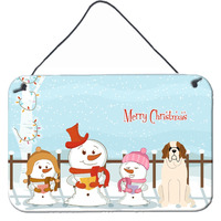 "Caroline's Treasures Merry Christmas Carolers Saint Bernard Wall or Door Hanging Prints BB2366DS812, 8"" x 12"", Multicolor"