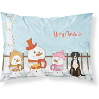 "Caroline's Treasures Merry Christmas Carolers Greater Swiss Mountain Dog Fabric Standard Pillowcase BB2368PILLOWCASE, Multicolor"