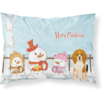 "Caroline's Treasures Merry Christmas Carolers Beagle Tricolor Fabric Standard Pillowcase BB2371PILLOWCASE, Multicolor"