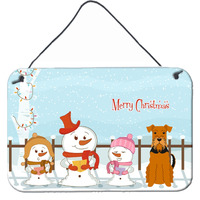 "Caroline's Treasures Merry Christmas Carolers Airedale Wall or Door Hanging Prints BB2372DS812, 8"" x 12"", Multicolor"